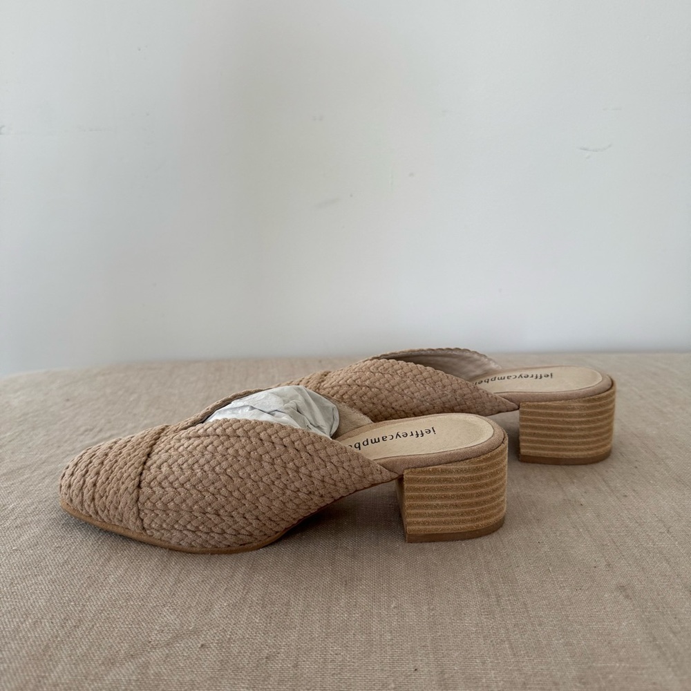 Jeffrey Campbell NIB Tan Braided Woven Mule sz 6